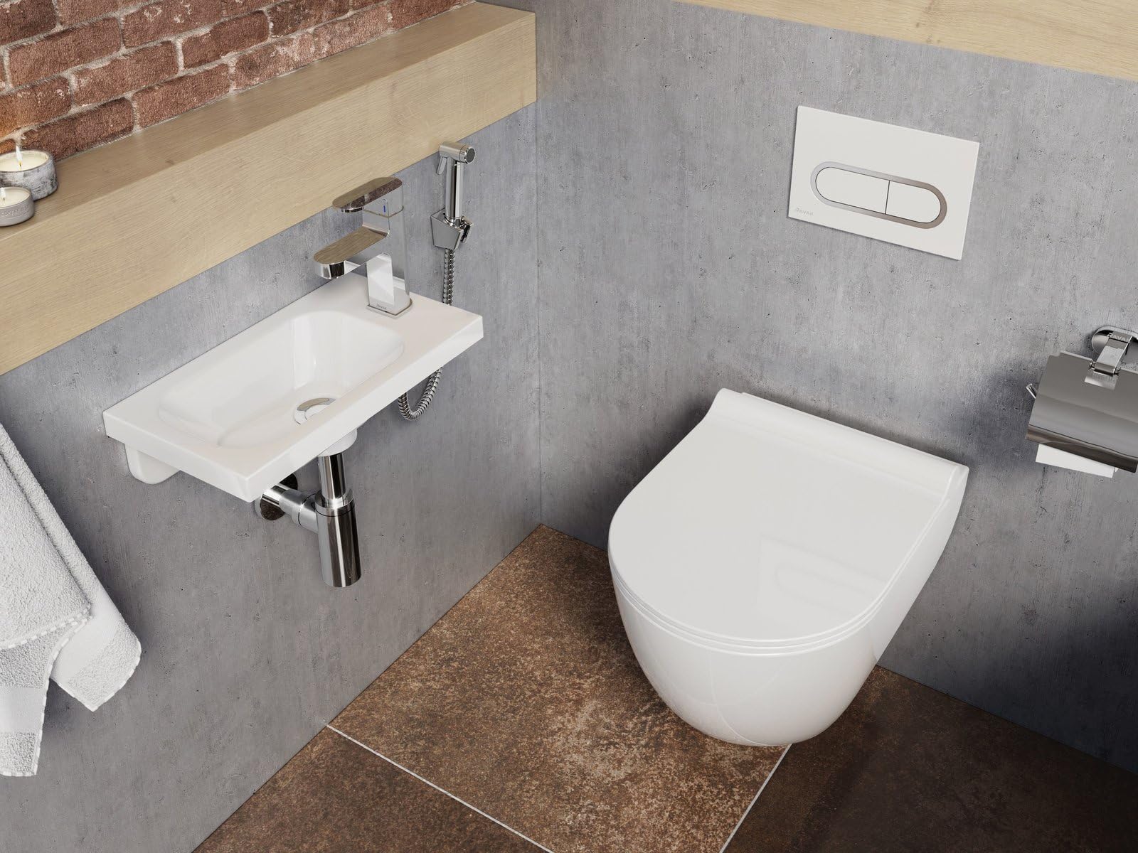 Grifo de lavabo con ducha bidé, con alcachofa de ducha, sin salida | CR 112.01CR | Cromo | RAVAK
