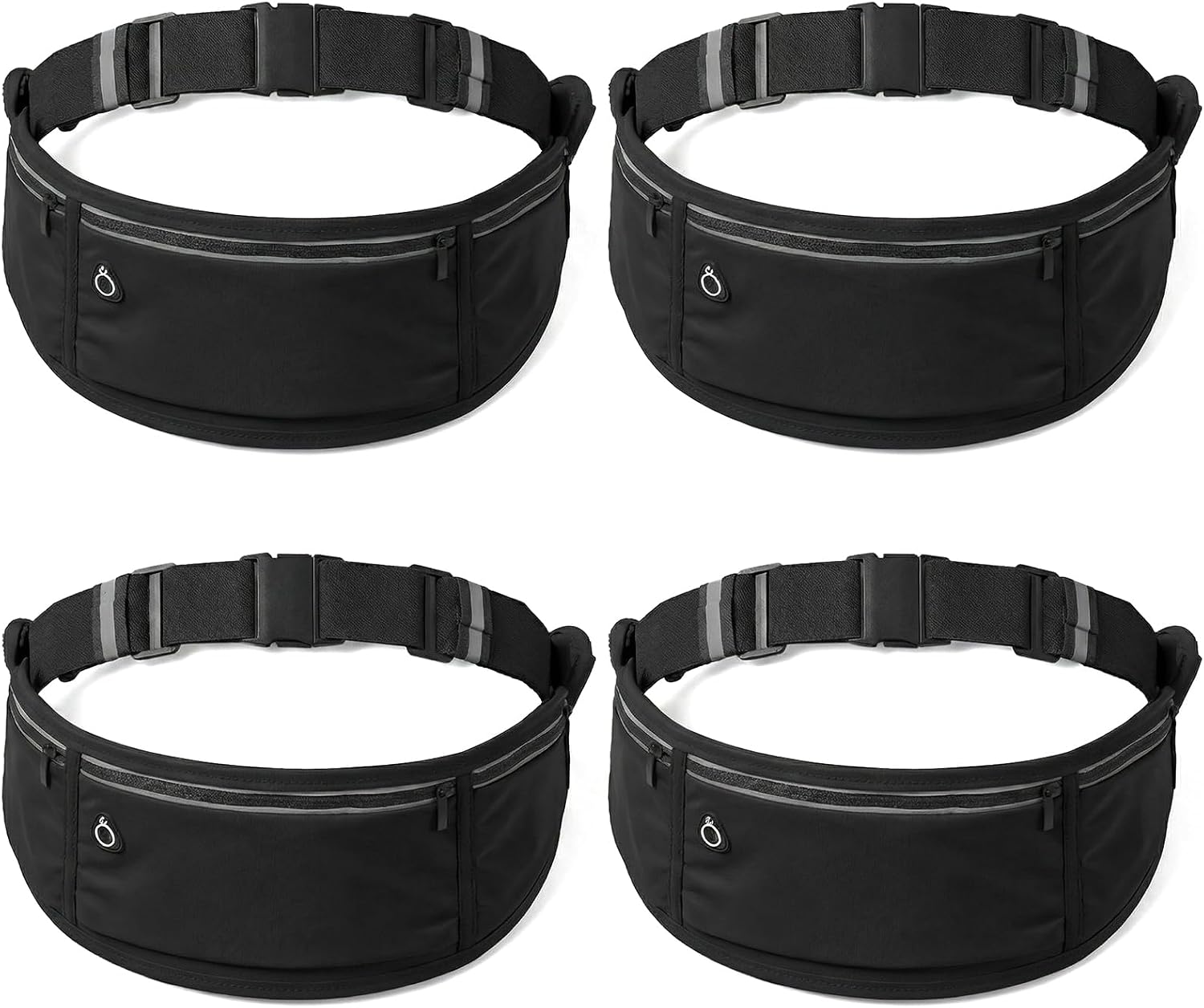 4 Pack Slim Running Belt, Slim Running Belt Fanny Pack For Men Women, SRunning Phone Holder Belt With 3 Pockets, Adjustable Reflective Running Belt Waist Pack For Sports, Traveling