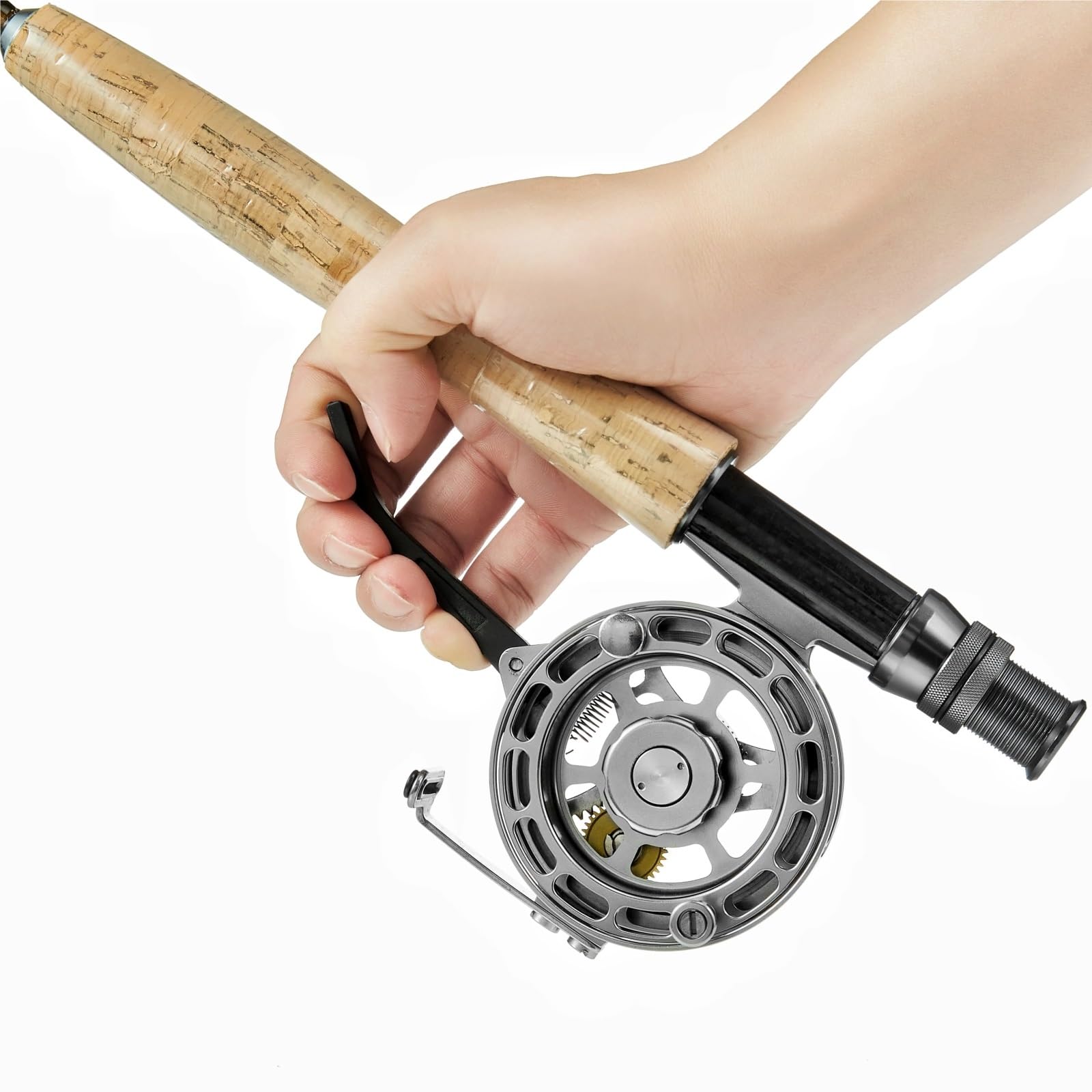 Carrete Automático De Pesca con Mosca Aluminio Mecanizado CNC