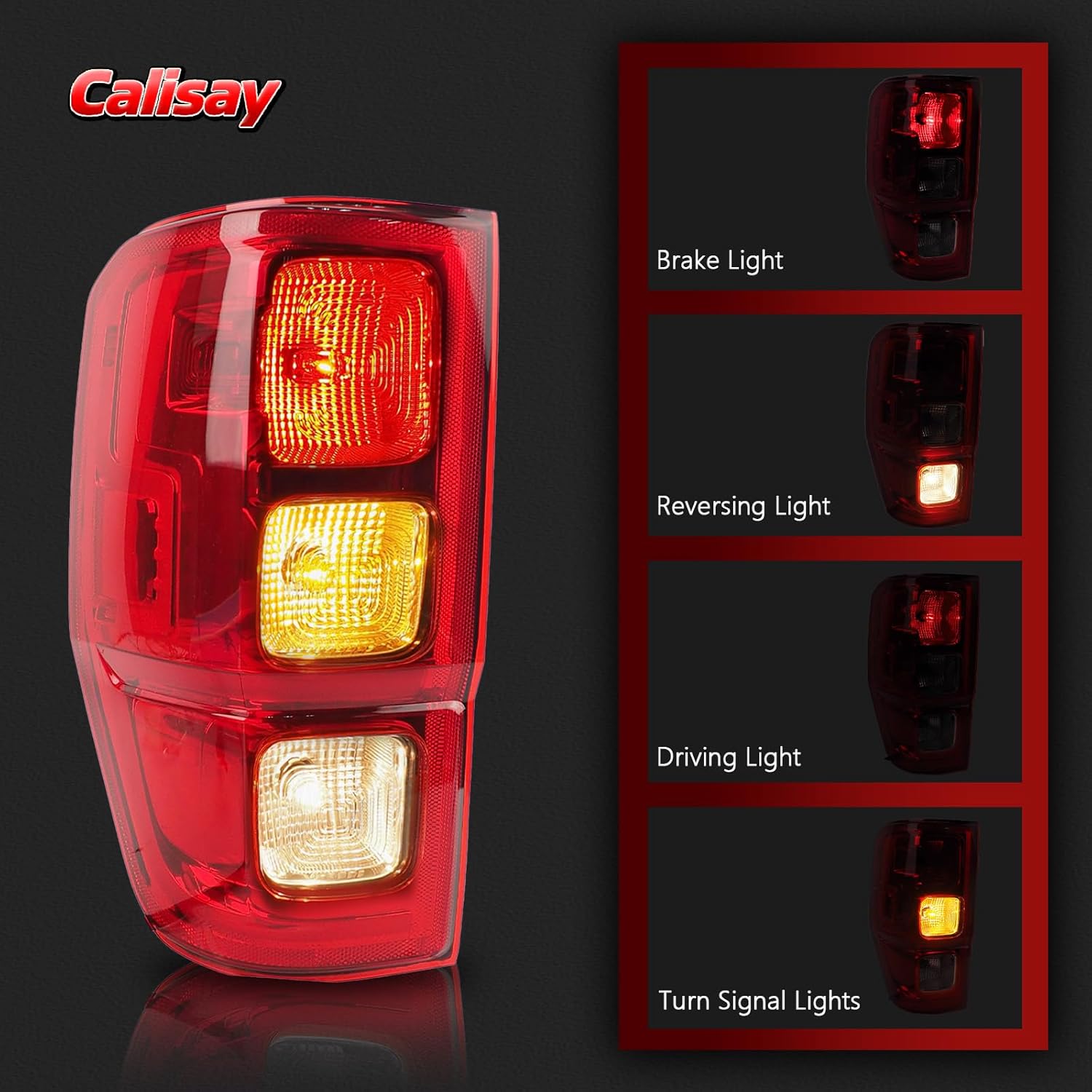 Tail Light Compatible with 2019-2023 Ford Ranger XL Halogen Type w/o Blind Spot Left Driver Side Replacement for OEM#KB3Z13405F FO2800273