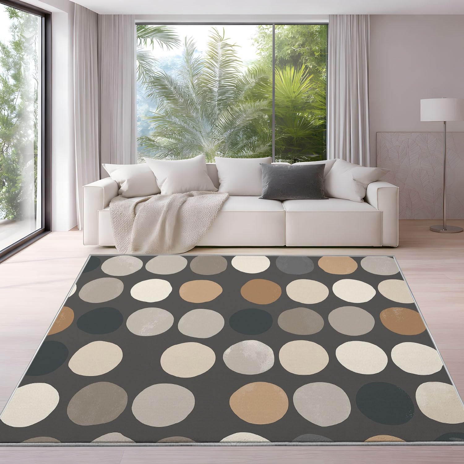 Alfombras de Pelo Corto 80 x 150 cm, Geométrico Abstracto Alfombras mullidas Circular Oscuro Sencillo Moderno, Alfombra Salón despacho, Beige Gris