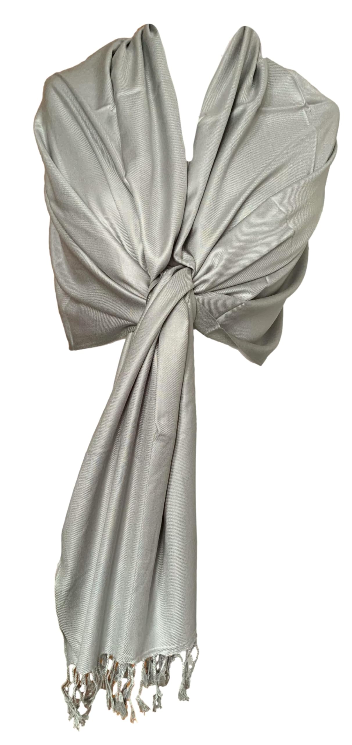 Purple Possum Women's Grey, Pewter, Dark Grey, Pewter Grey Purple Possum® Grey Pashmina Wrap Pewter Fair Trade Shawl Large Plain Scarf Wedding Prom Accessories