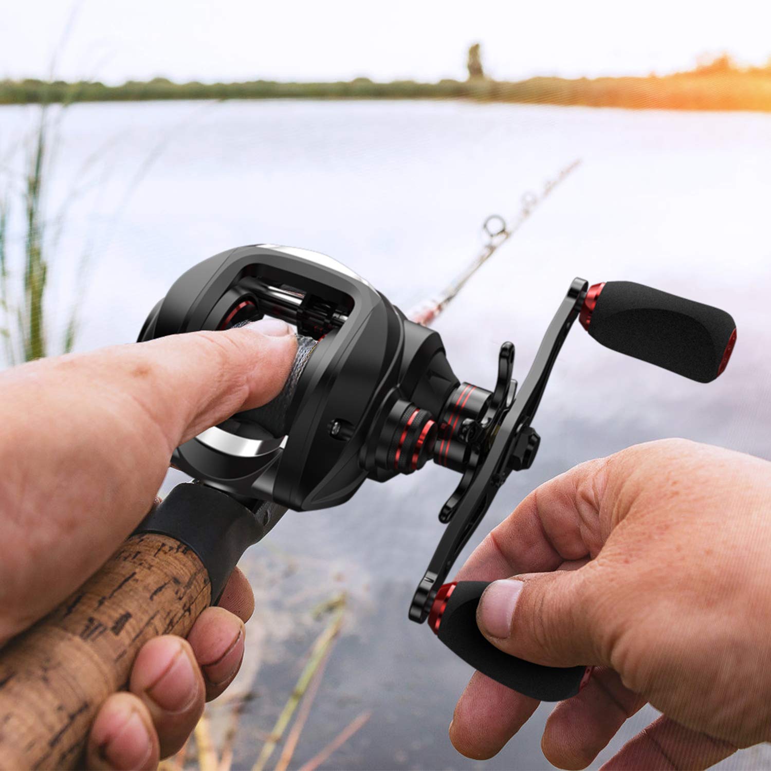 FISHDROPS Mulinelli per baitcaster, 9+1BB, bobina in alluminio CNC, sistema frenante magnetico, bobina ad alta velocità, rapporto di trasmissione 7.0:1, bobina da pesca a basso profilo ultra liscia