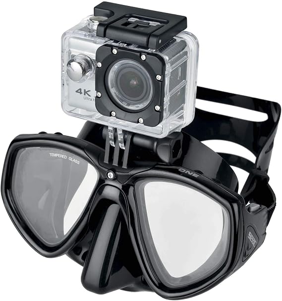 SEACSEAC Unisex One Pro Diving Mask With GoPro Camera Mount for Scuba Diving and Snorkelling - Black Standard, Vortex Dry Snorkel