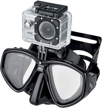 SEACSEAC Unisex One Pro Diving Mask With GoPro Camera Mount for Scuba Diving and Snorkelling - Black Standard, Vortex Dry Snorkel