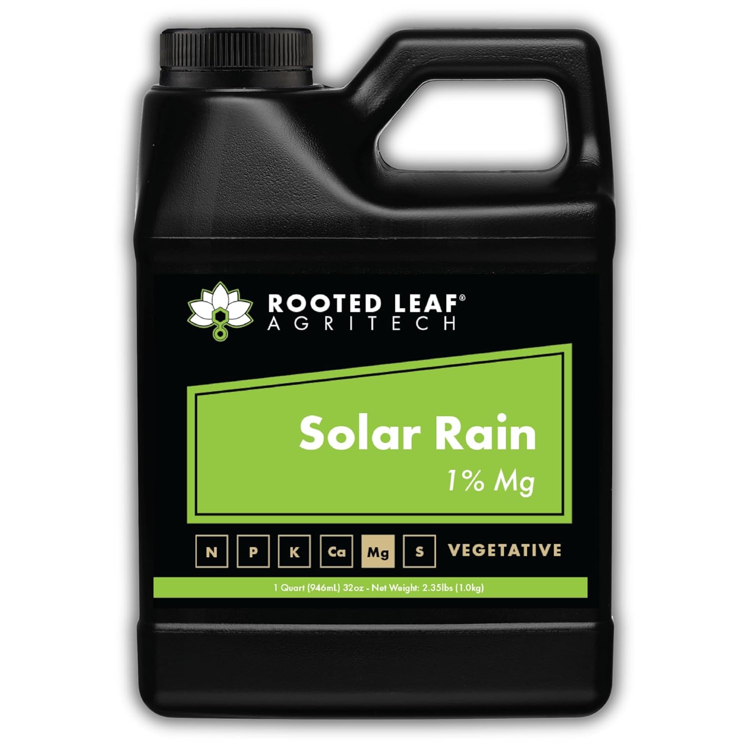 Solar Rain - Carbon Based Magnesium Foliar Spray Concentrate Nutrients That are 100% Bioavailable for Garden Vegetables Grass Cactus Lawns Potted Trees Bamboo Succulents - Quart