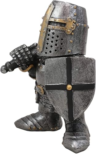 Miniatura 5 de Ebros Gift Anime Chibi - Figura medieval renacentista de caballero de la cruz de los templarios cruzados de 4.5 pulgadas de alto, traje de armadura