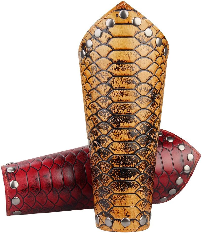 COOLLA Knight Genuine Leather Gauntlet Wristband Wide Bracer Arm Armor Cuff