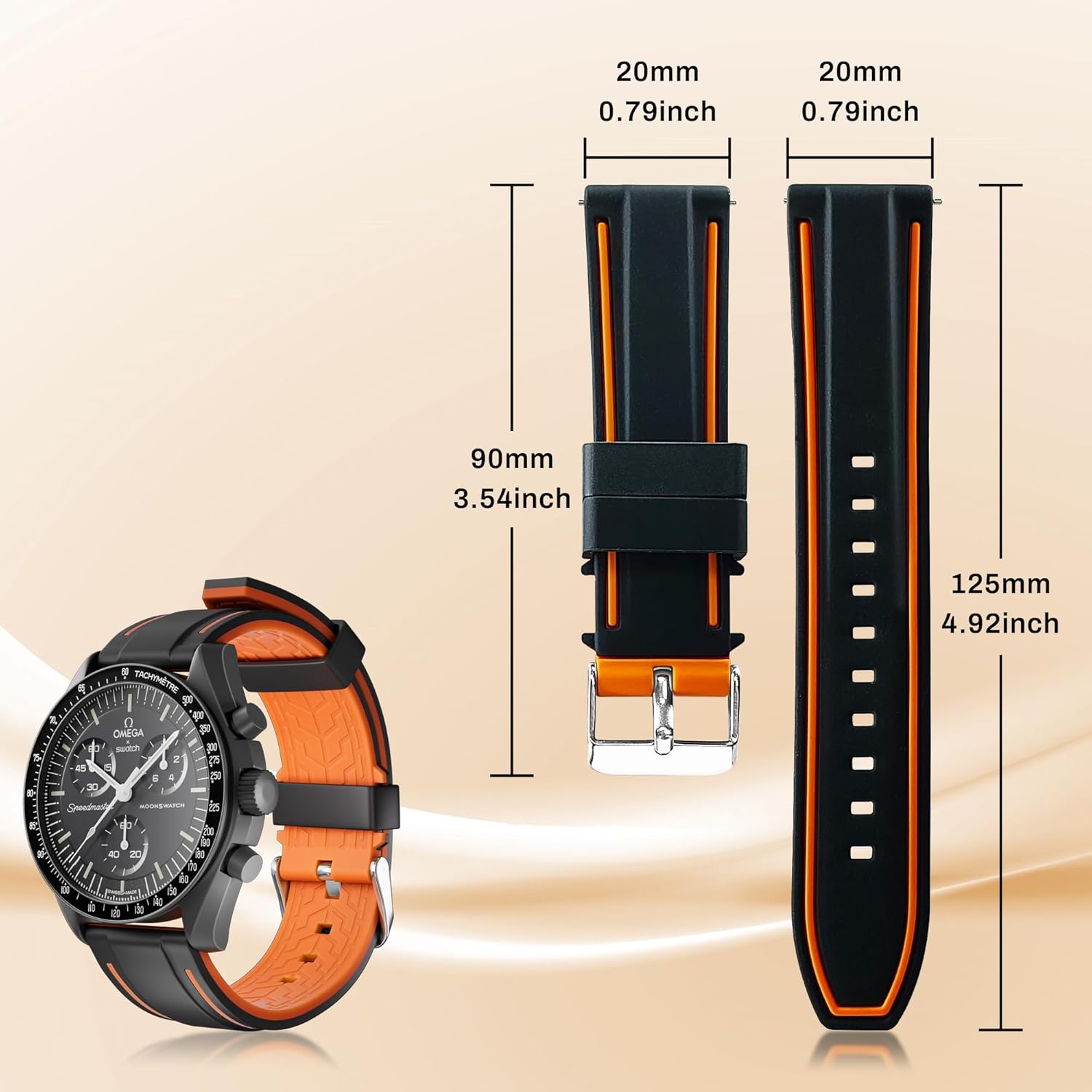 Digital Business Card NFC Watch Band Bicolor Silicone Strap, Smart NFC Wristband for Men and Women, Instant App-Free Sharing Compatible with iPhone & Android,20-24mm
