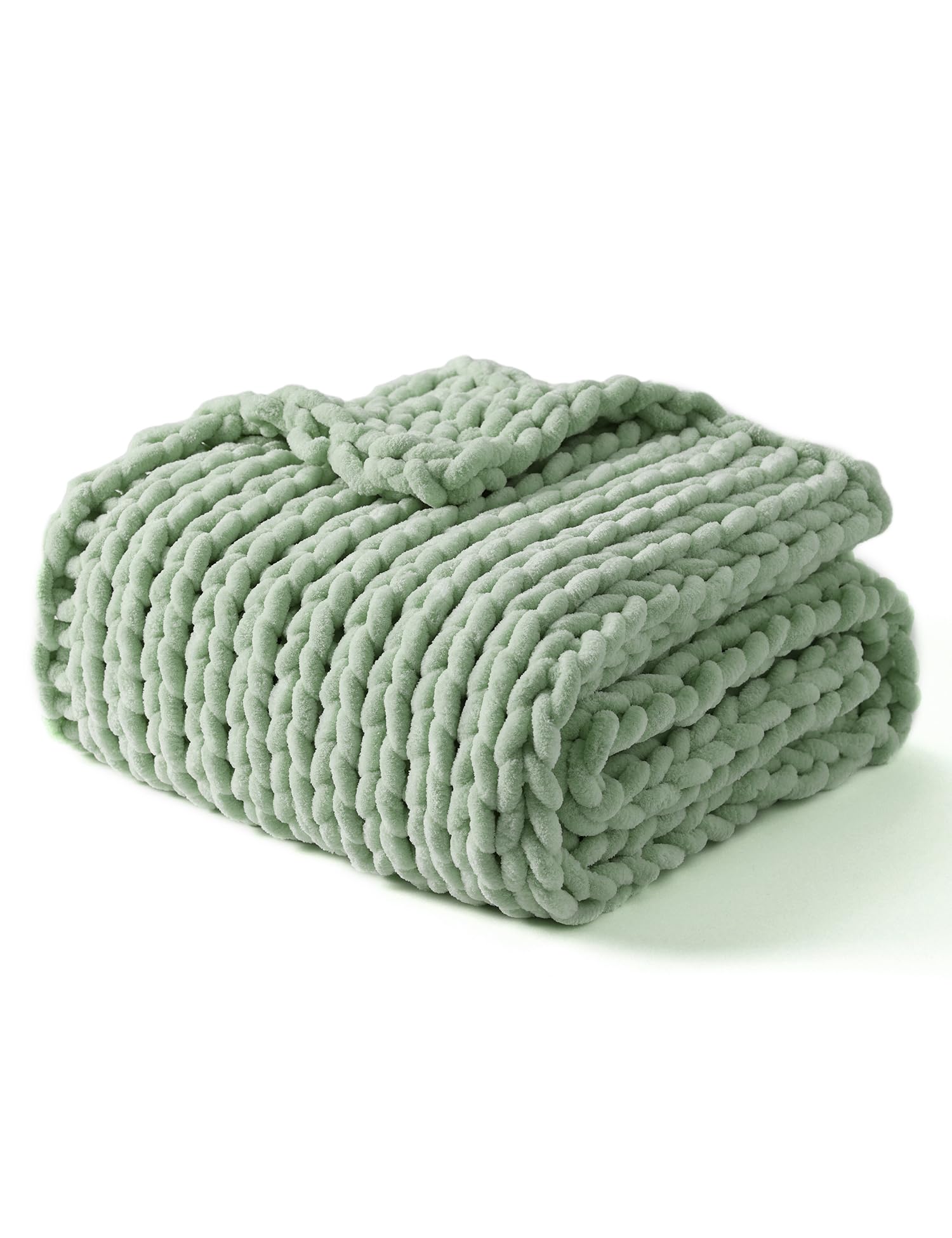 YnM Chunky Throw Blanket, Medium-Weight, Hand Knitted with Chenille Yarn, Skin Friendly, Ventilated and Breathable, Machine Washable, Home Décor Piece