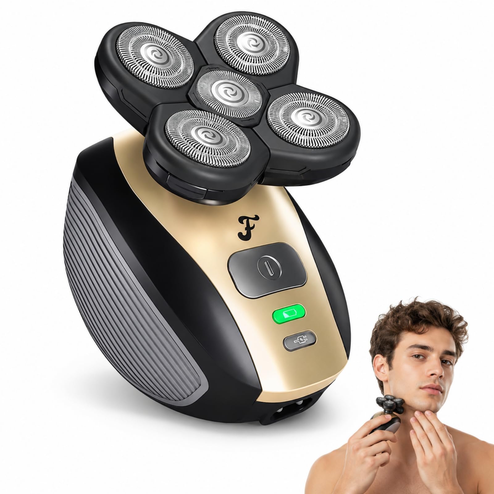 Flex Series Shaver Kit Rasoio Testa Calva Tagliacapelli A Zero Rasoio Elettrico 7D Lame Flessibili Rasatura Precisa Per Uomini Cura Della Barba E Del Viso (Singolo)