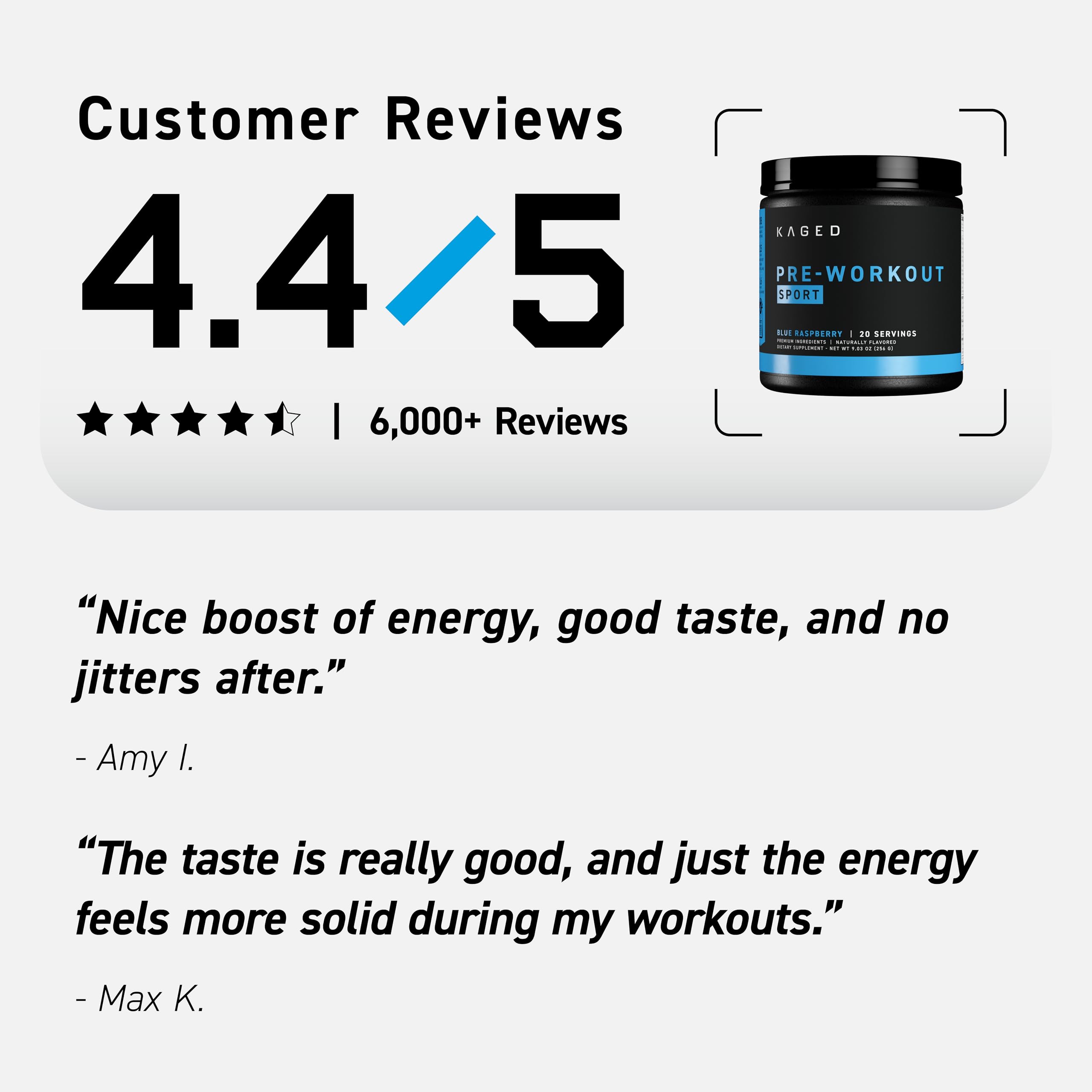 Kaged Sport Pre Workout Powder for Men & Women, Blue Razz, Sport Certified, 188mg Caffeine, Nitric Oxide Supplement, Beta Alanine for Energy, Weightlifting, Cardio Endurance & Strength, 20 Servings — Amazon image 9