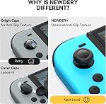 NEWDERY Replacement Thumb Grips for Nintendo Switch/OLED/Lite | 10PCS, Anti-Slip, Diamond Texture, TPU Grip Caps, Joystick Covers, for Nintendo Switch/OLED/Lite Joy-Con