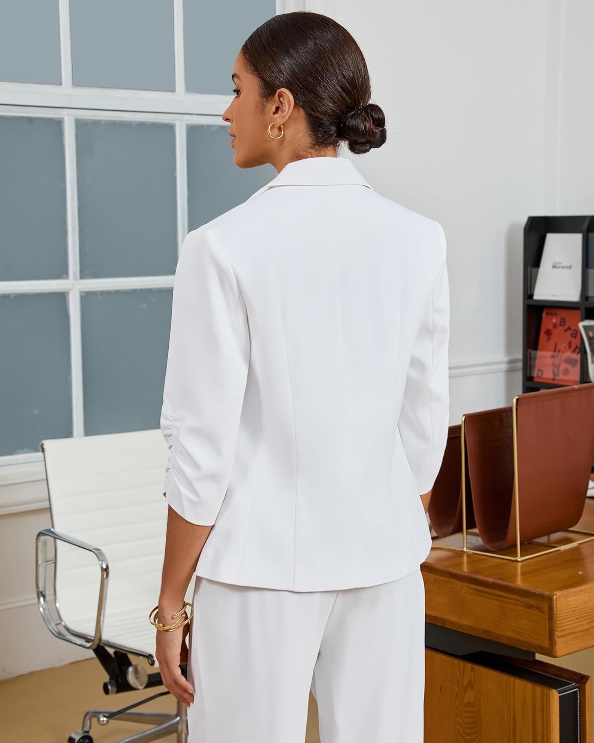 LookbookStore Blazers for Women Suit Jackets Dressy 3/4 Sleeve Blazer Business Casual Outfits for Work - Image 3