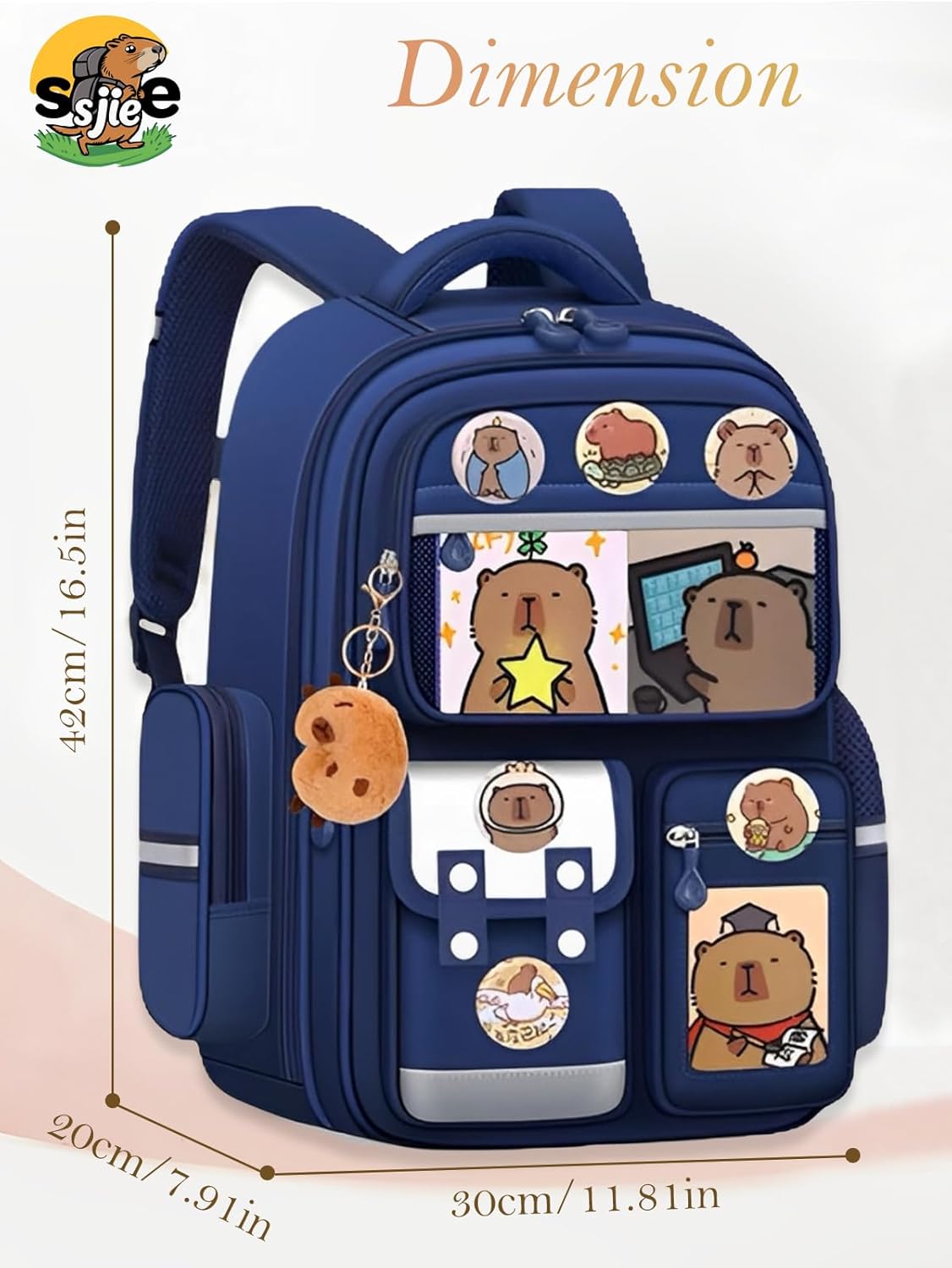 Waterproof Capybara Backpack，Large-capacity includes 36-Piece Accessories (Pencil case, Notebook, Sticky notes, stickers, Gel pen and Others) - Image 7