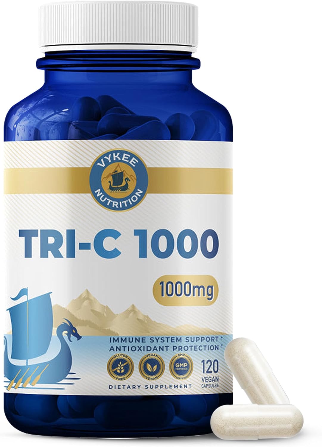 Vykee Nutrition Tri-C 1000 Triple-Source Vitamin C Complex – Promotes Overall Wellness – Vegan, Non-GMO, Gluten-Free – 1,000 mg, 120 Count