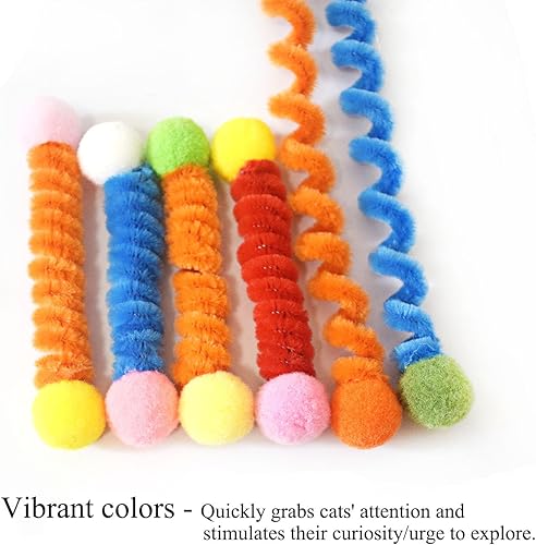 Miniatura 4 de IUHKBH Juguete interactivo para gatos, 22 piezas coloridas de primavera en espiral para gatitos, para matar, morder, cazar juguetes para gatitos