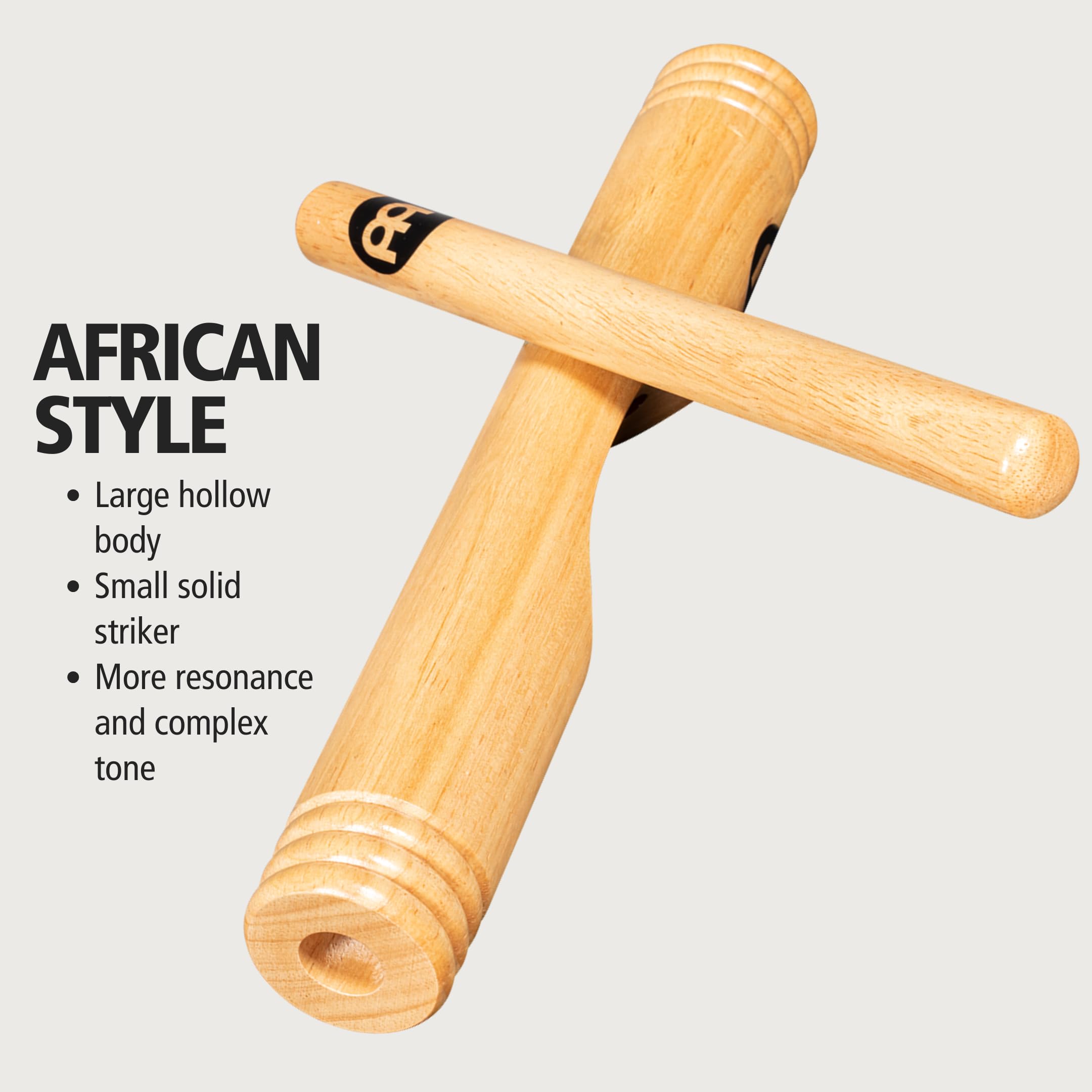 Meinl Percussion Wood Claves African - 1 Paar zylindrische Klanghölzer - Hohler Holzkorpus - Musikinstrument - Siam Eiche, Natur (CL3HW)