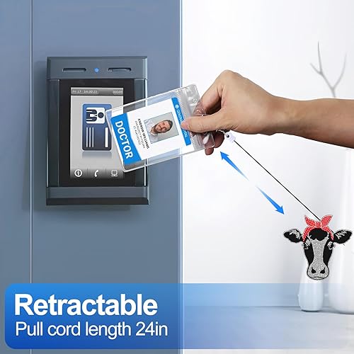 Miniatura 6 de Plifal Soporte retráctil con clip de identificación para enfermera, enfermería, tarjeta de identificación, linda vaca, asistente médico, accesorios