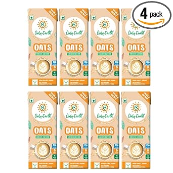 Only Earth Oats Drink Barista Edition | Unsweetened Drink | Lactose Free | Preservatives Free | Plant Based | Dairy Alternative | Source of Calcium | Source of Vitamin D, B1, B2 & B12 | 180 ML (Pack of 8) - image, photos
