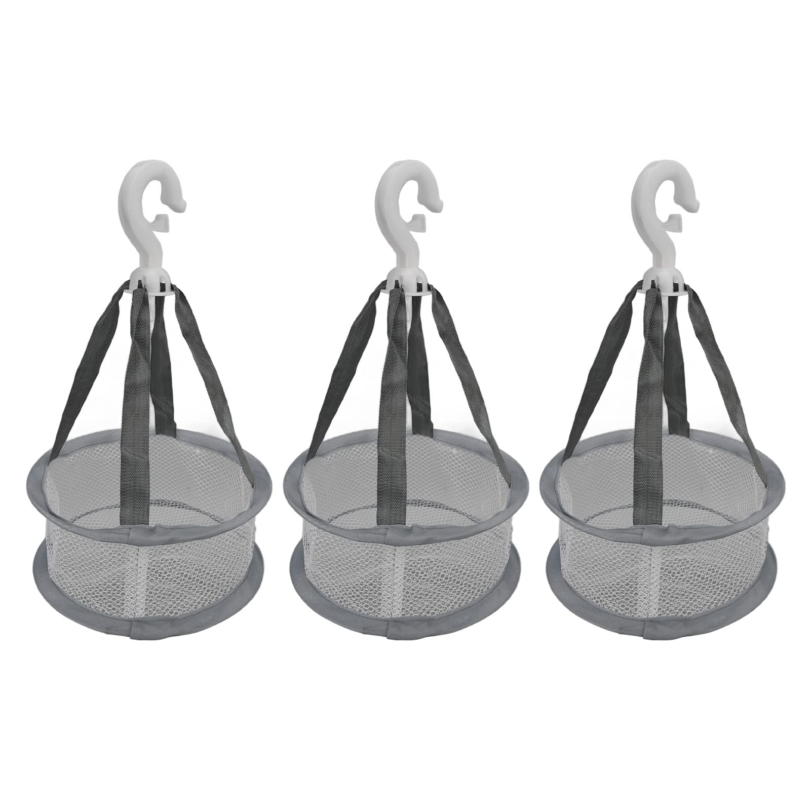 Makeup Brush Drying Rack, 3pcs Hanging Mesh Dry Net Mini Ventilated Windproof Drying Rack Basket Dryer for Makeup Brushes Tools (Grey)