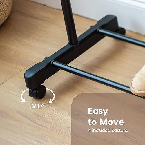 Vista 41 de IRIS USA - Perchero portátil de doble barra de altura ajustable con barra extensible y ruedas bloqueables, ropa rodante, estante de armario de doble