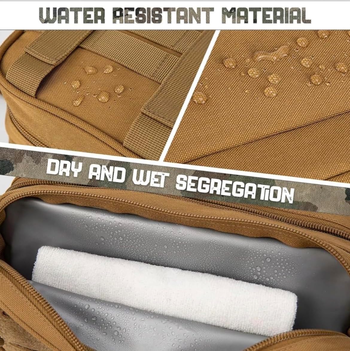 Tactical Toiletry Bag for Men with MOLLE System, Water Resistant Dopp Kit Travel Organizer, Large Capacity Hanging Wash Bag with Compartments for Shaving, Camping, Gym & Travel Accessories (Camo) image 2