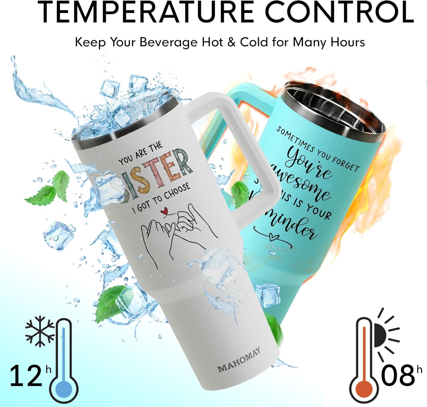 Sister Gifts - Gift for Sister - 40oz Tumbler with Handle - Christmas & Birthday Gift Idea - Image 4