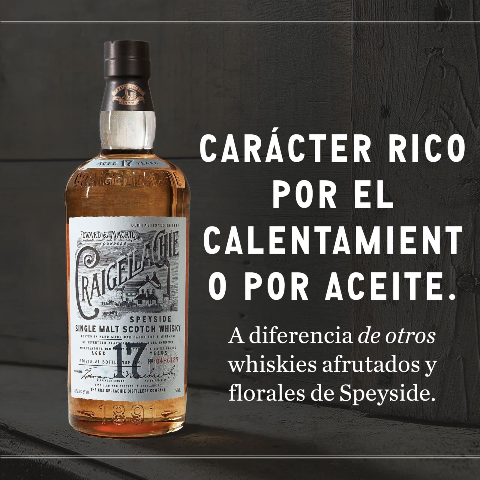 Craigellachie 17 Años Speyside Scotch Single Malt Whisky, 46 % vol., 700 ml, con estuche de regalo, Whisky terminado en barricas de jerez y bourbon, 70 cl