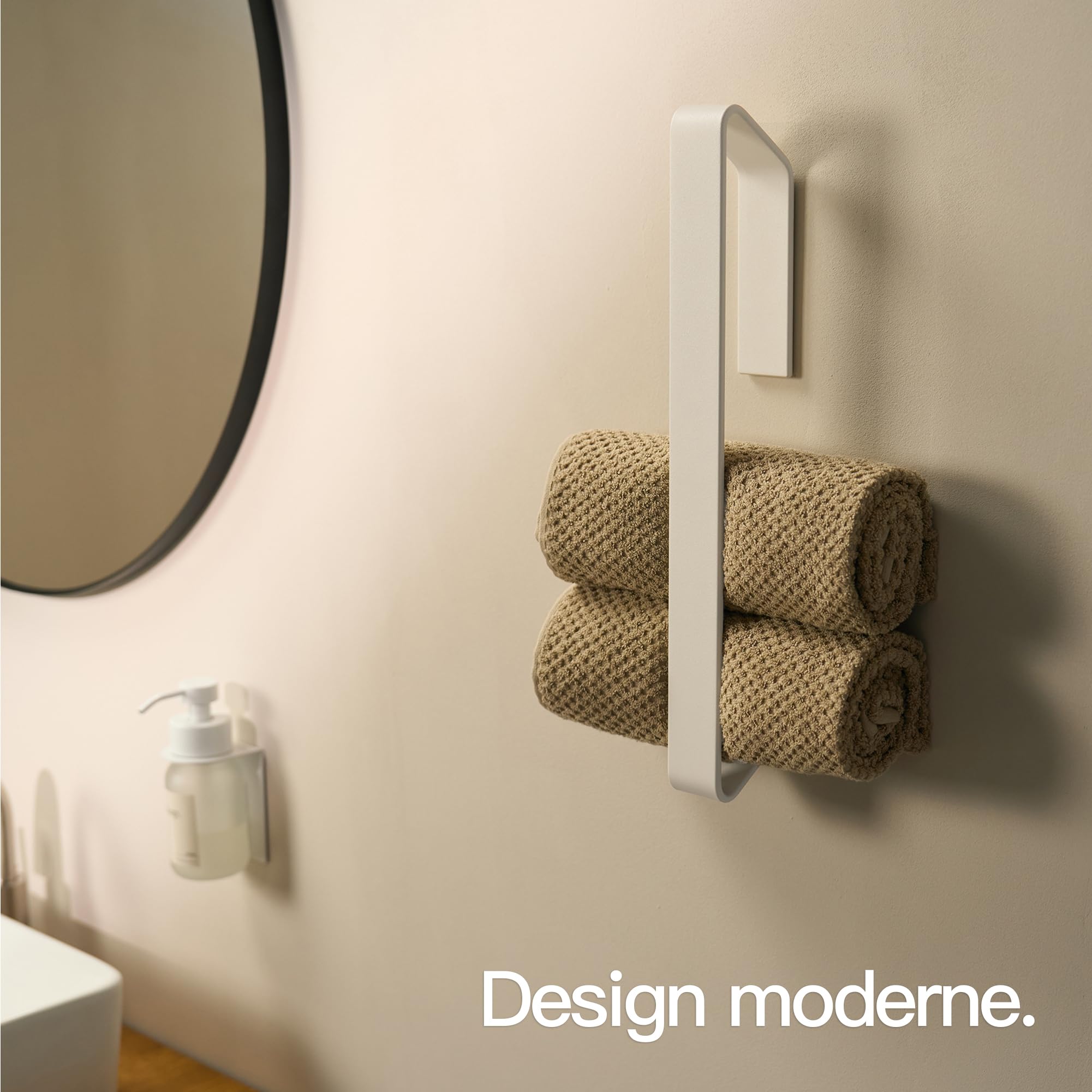 Design Hambourg Porte-Serviettes pour invités | Blanc | adhésif | Porte-serviettes compact et auto-adhésif | Garde les serviettes rangées et à portée de main