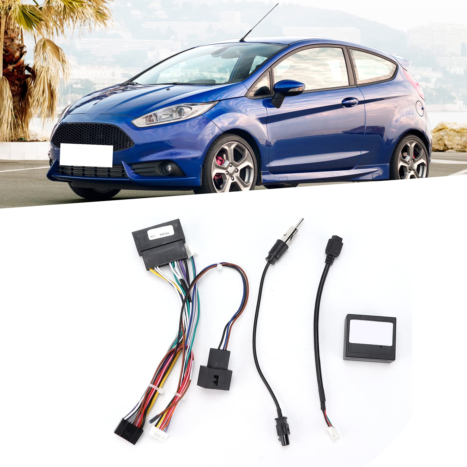 Adattatore Audio ABS 16 Pin per Auto, Cavo Alimentazione e Adattatore Stereo con Scatola Canbus di Ricambio per Focus e