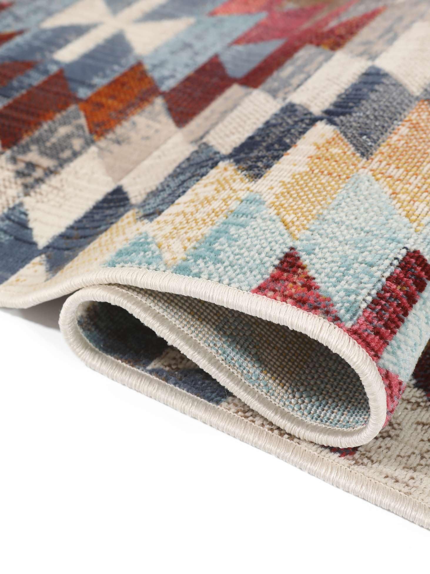 RugVista Kerala, Teppich, 80 x 250 cm, Rechteckig, Mittlerer Stapel, Wohnzimmer, Küche, Diele, Nur Handwäsche, Oeko_tex_100, Rot/Multi