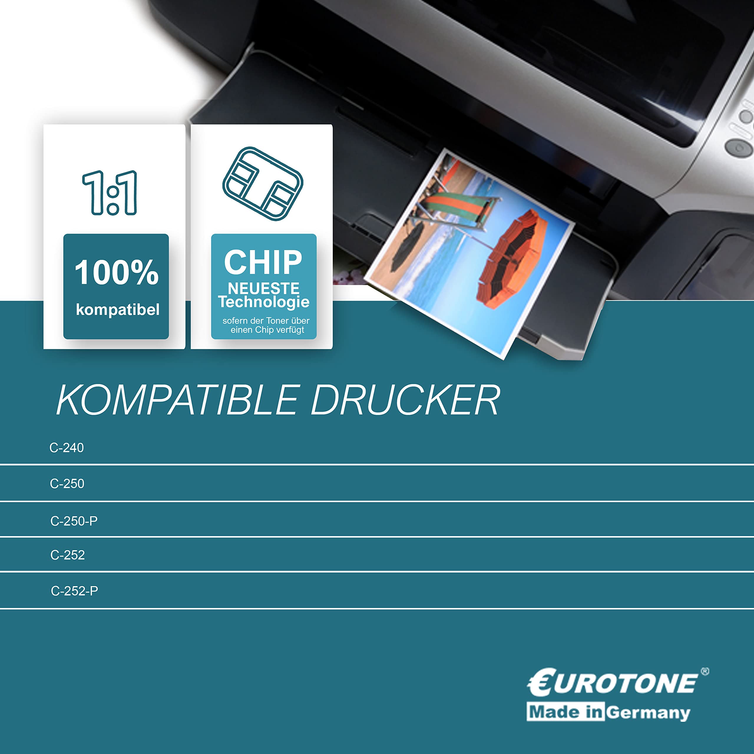 Eurotone 8X toner kompatybilny z Konica Minolta Bizhub C 240 250 252 wie TN-210 TN210 Set