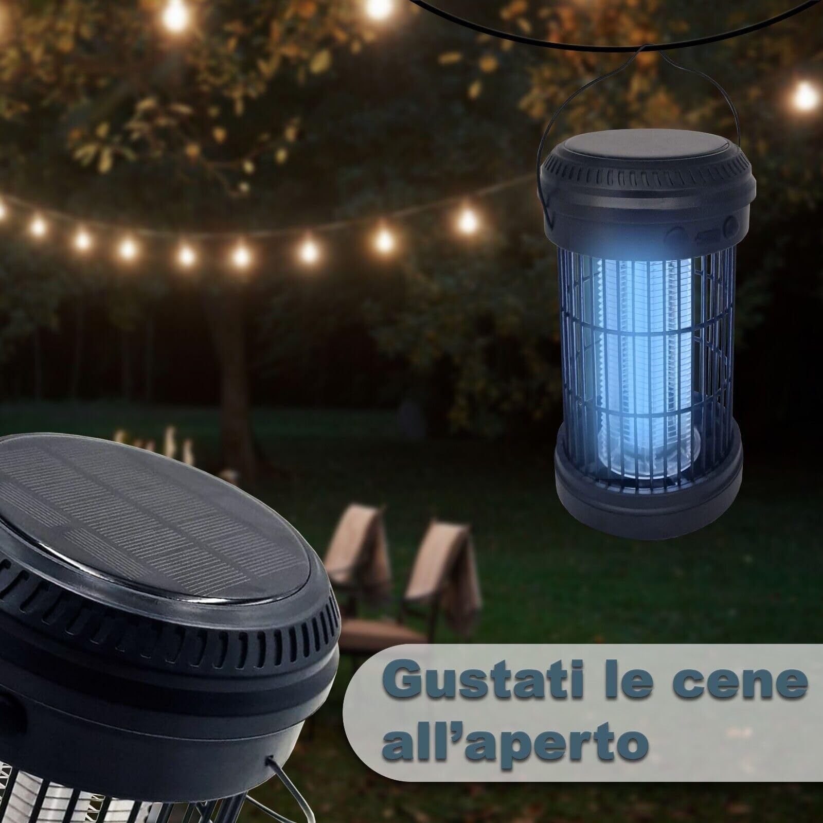 MAKA Lampada Solare Antizanzare, Lampada Antizanzare Ricaricabile, Lampada LED Zanzare, Lunga Autonomia 3600 mAh, Zanzariera Elettrica, Lampada Antizanzare Da Esterno Impermeabile