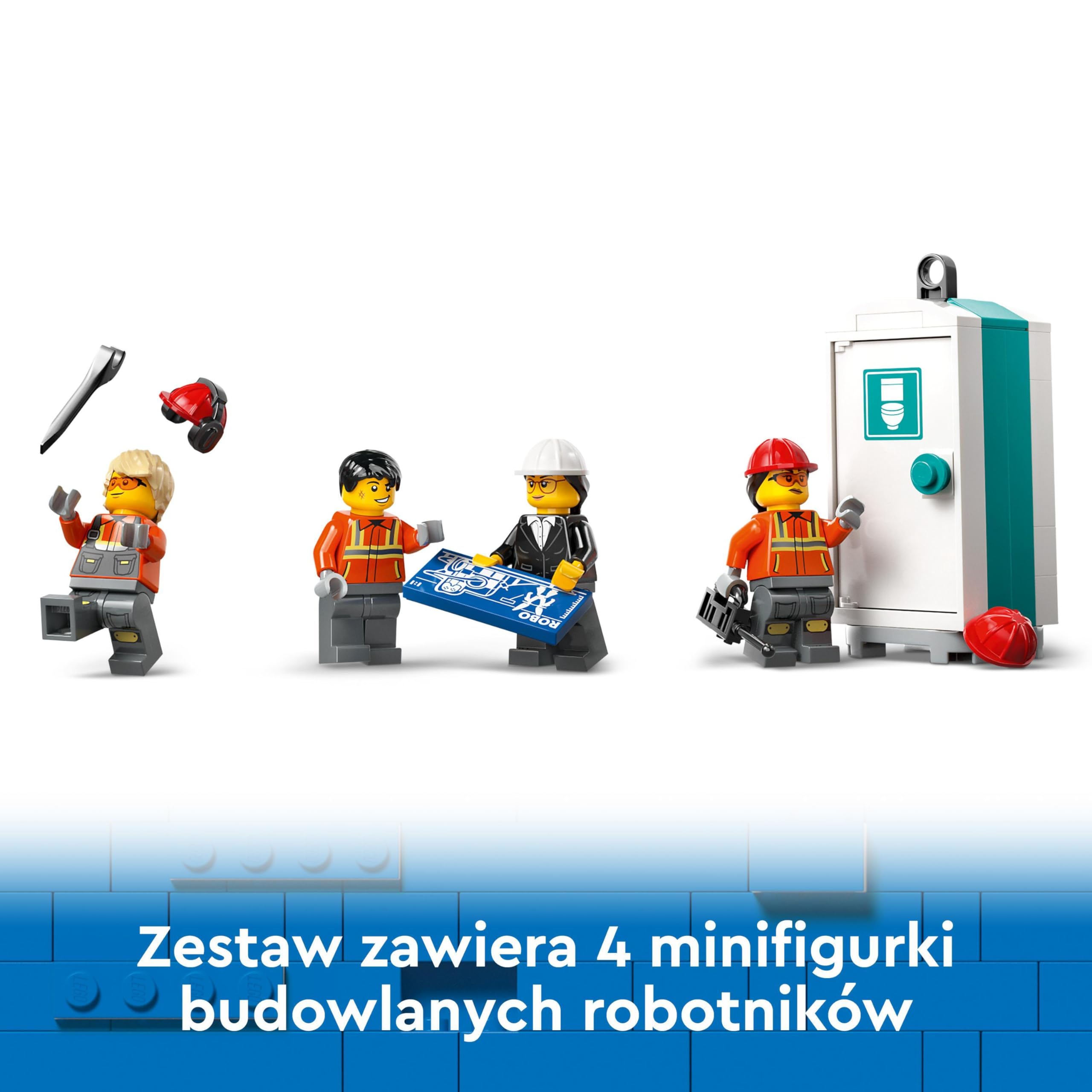 LEGO City Żółty ruchomy żuraw, dźwig, zabawka dla dziecka z wysuwanym wysięgnikiem i 4 minifigurkami do odgrywania ról, zabawki konstukcyjne dla chłopców i dla dziewczynek, prezent dla 9-latka, 60409