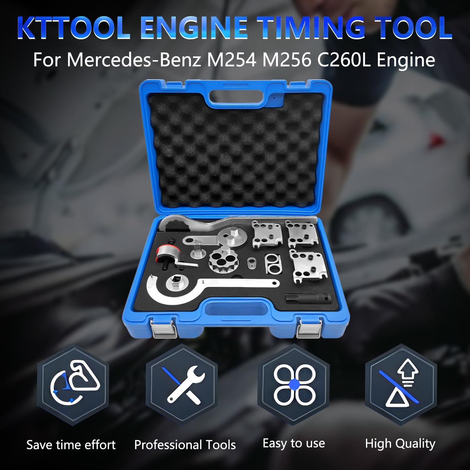 Engine Timing Tool Compatible with Mercedes-Benz M254 M256 C260L 2.5 3.0L Inline 6-Cylinder Engine W256589002300, W256589023100, W654589004000, W654589002100, W177589010900, W654589032101
