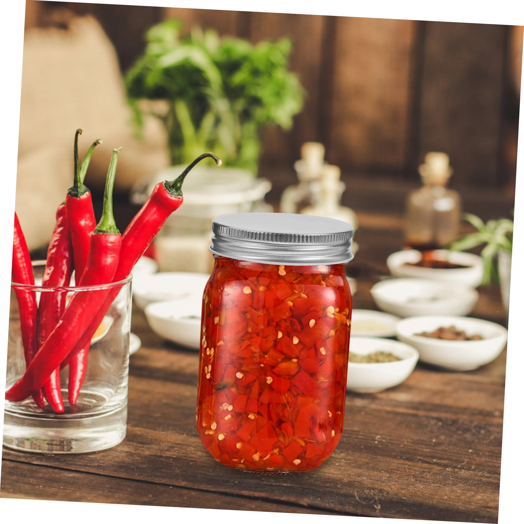 ULTECHNOVO Mason Jar Trasparente 380ml in Vetro, Bocca Larga, 4 Pezzi