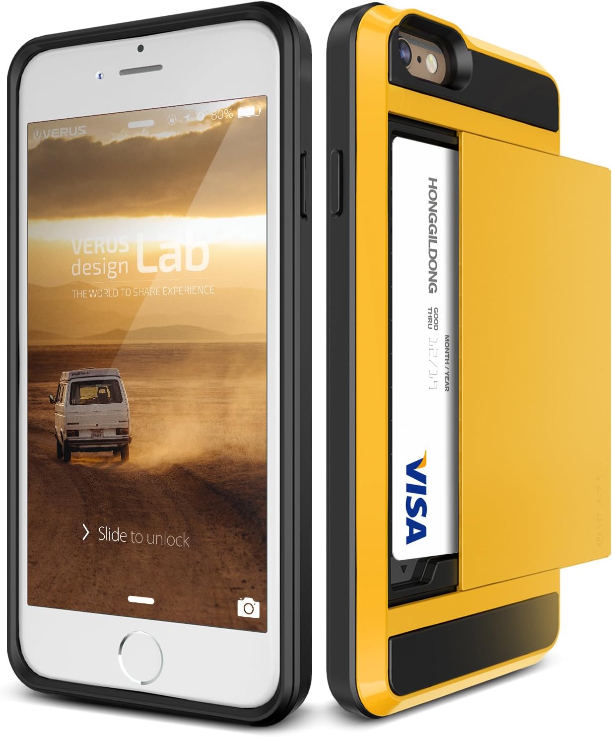 iPhone 6S Case, Verus [Damda Slide][Yellow] - [Wallet Card Slot][Heavy Duty Protection] For Apple iPhone 6 6S 4.7