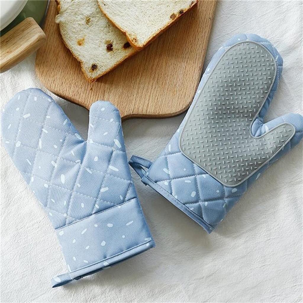 Kuchenne rękawice żaroodporne, grillowanie, gotowanie, pieczenie, 1 para silikonowych rękawic do pieczenia, rękawice kuchenne, rękawiczki z wyściółką bawełnianą (Color : A, Size : One Size)