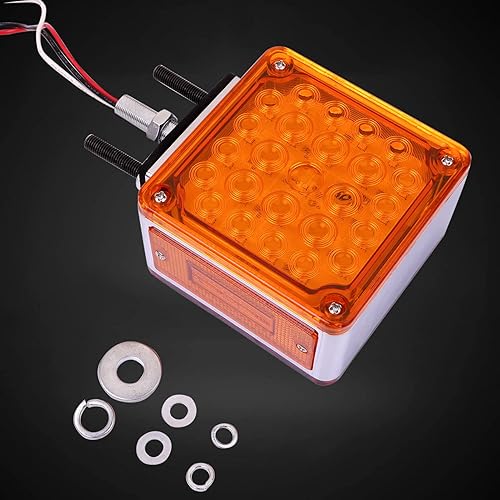 Miniatura 7 de Luces intermitentes cuadradas de doble cara, color ámbar/rojo, 52 LED, repuesto para Kenworth/Peterbilt/Freightliner, juego de 2 pernos dobles