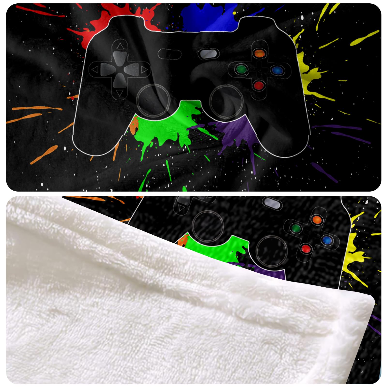 Manta de franela para videojuegos, cálida y mullida, para niños, manta de franela de microfibra, para decoración de habitaciones (Gamepad B, 150 x 200 cm)