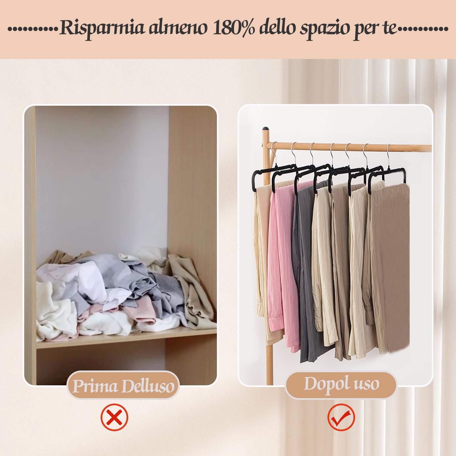 Grucce Pantaloni Velluto,10 Pezzi Gruccia Pantalone in Vellutate,35cm Stampelle per Pantaloni Appendini per Pantaloni,Grucce Salvaspazio Pantaloni con Rotante 360°per Jeans,Vestiti,Sciarpe(Nero)