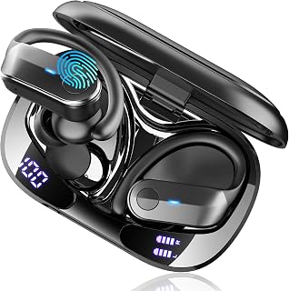Ordtop Bluetooth 5.4 Kopfhörer Sport, 70H In Ear Kopfhörer Bluetooth mit 4 Noise Cancelling Mics, HiFi Stereo Tiefer Bass Kabellose Kopfhörer mit Ohrhaken, IPX8 Wasserdicht Ohrhörer, LED-Anzeige USB-C