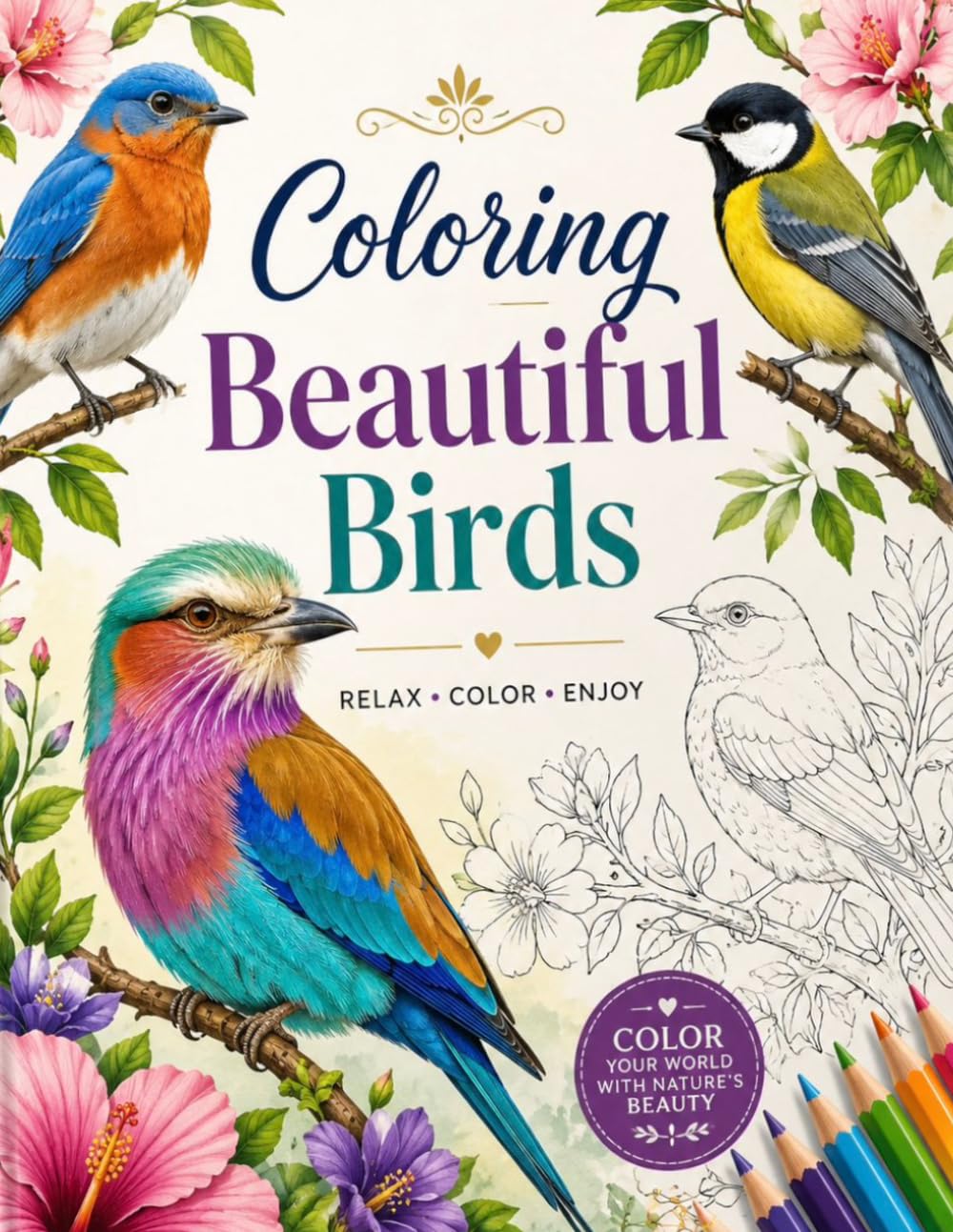 Bird Coloring Book for Adult: Beautiful Bird Designs for Stress Relief, Relaxation and Creative Fun