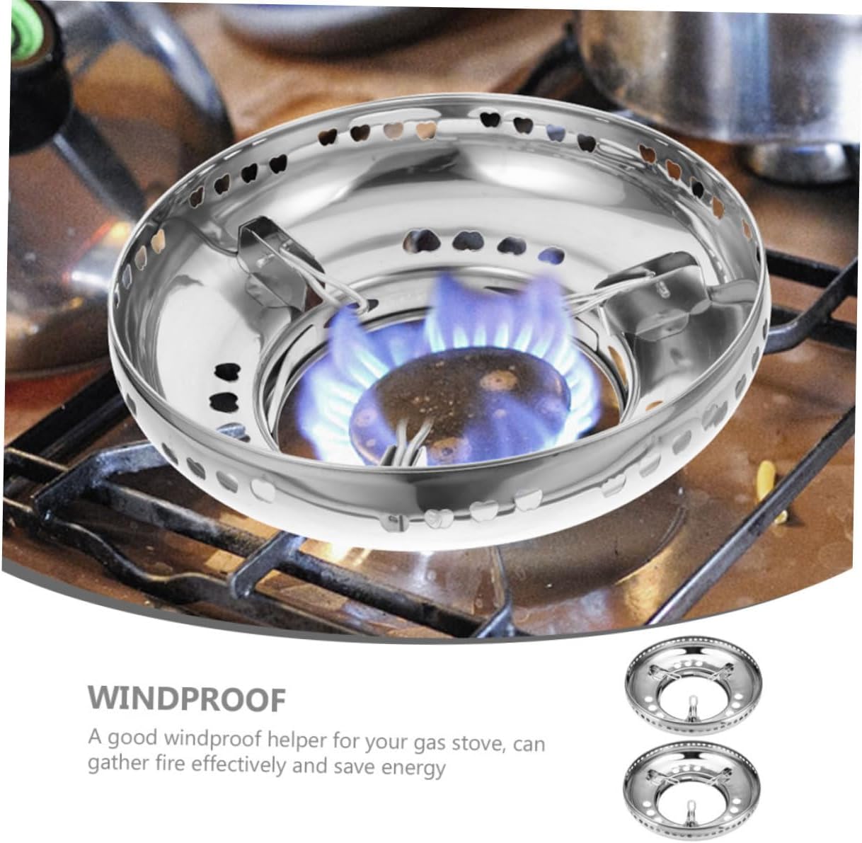 2pcs Windproof Wok Ring Stand Durable Stainless Steel Wok Rack for Gas Stoves Energy Saving High-Temperature Resistant Kitchen Accessory