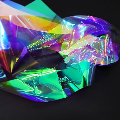 Miniatura 3 de 20 hojas de papel de celofán iridiscente para uñas, hojas rotas, láminas holográficas, calcomanías de uñas de aurora, diseños de uñas reflectantes,