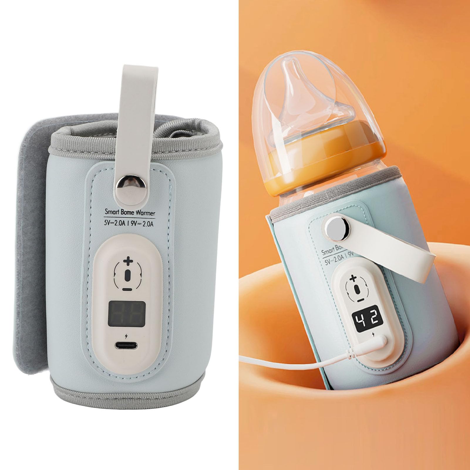 Milk Bottle Warmer, Fast Heating 6 Gear Temperature Adjustable Constant Temperature Bottle Warmer for Outdoor and Night Use, Baby Milk Warmer Cover for Defrost, Keep Warm