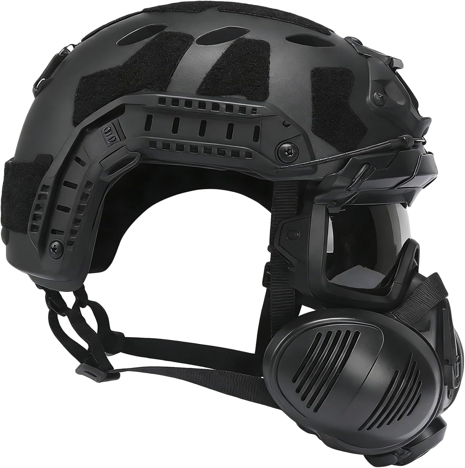 Tactical Fast Helmet Set - Double Respirator Half Face Mask with Detachable Goggles for Airsoft Hunting Paintball Gear