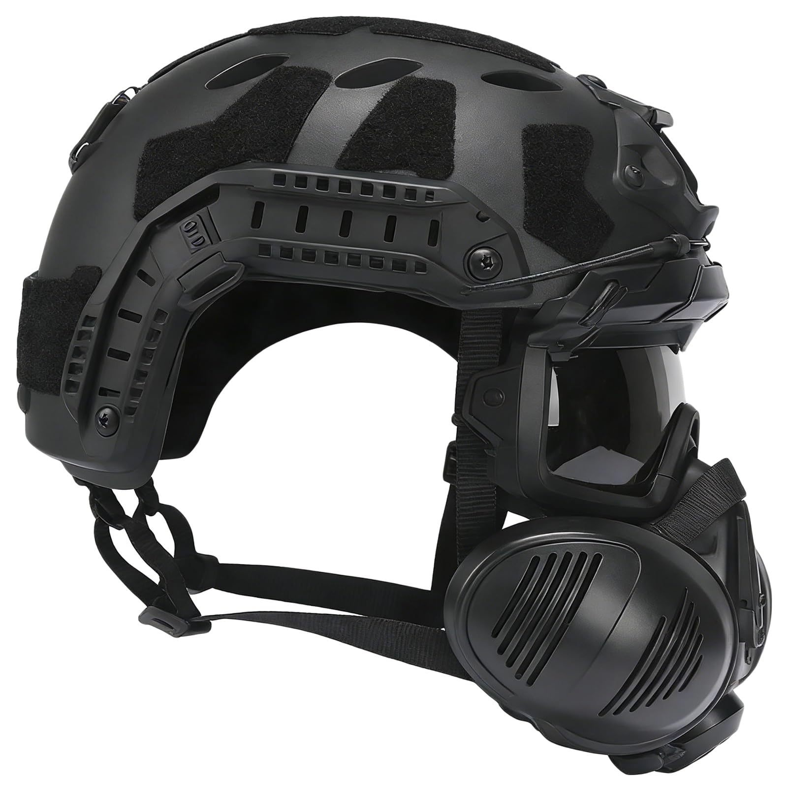 Taktisches Fast-Helmset – Doppelte Atemschutzmaske (Halbgesichtsmaske) Mit Abnehmbarer Schutzbrille Für Airsoft, Jagd Und Paintball