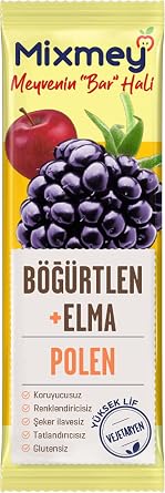 Mixmey Bee B rtlen Ve Polen Meyve Bar 12 Adet | Vejetaryen, Glutensiz Sa l kl  At t rmal k- 25gr X 12 Adet